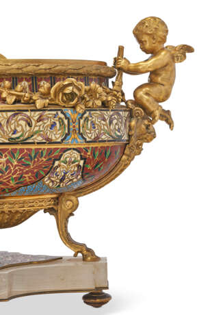 A MATCHED PAIR OF FRENCH ORMOLU-MOUNTED CHAMPLEVE ENAMEL JARDINIERES - photo 2