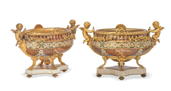 A MATCHED PAIR OF FRENCH ORMOLU-MOUNTED CHAMPLEVE ENAMEL JARDINIERES - photo 3
