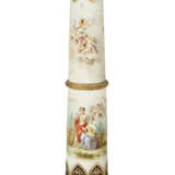 A GILT-BRONZE AND ONYX MOUNTED SEVRES-STYLE PORCELAIN COBALT-BLUE GROUND PEDESTAL - фото 2