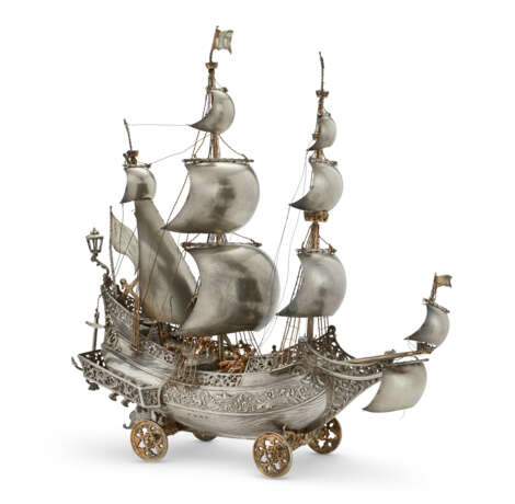 A CONTINENTAL PARCEL-GILT SILVER THREE-MASTED NEF - photo 1