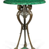 A FRENCH PARCEL-GILT PATINATED BRONZE AND MALACHITE GUERIDON - фото 1