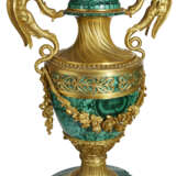 A PAIR OF FRENCH ORMOLU AND MALACHITE VASES ON ASSOCIATED STANDS - photo 3