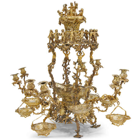 THE RABY EPERGNE, A LARGE GEORGE III AND VICTORIAN SILVER-GILT CANDELABRA EPERGNE - фото 1