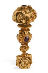 A CONTINENTAL GOLD AND GEM-MOUNTED DESK SEAL