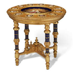 A GILTWOOD AND VIENNA-STYLE PORCELAIN GUERIDON
