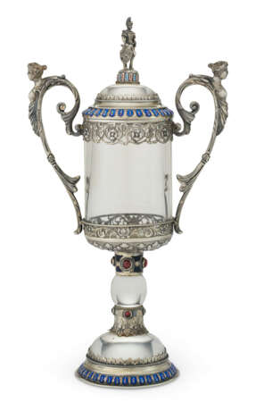 A CONTINENTAL SILVER-MOUNTED ROCK CRYSTAL TWO-HANDLED CUP AND COVER - фото 1