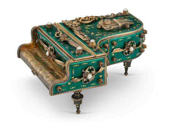 A CONTINENTAL SILVER-GILT, ENAMEL AND PEARL-SET PIANO-FORM MUSIC BOX - photo 1