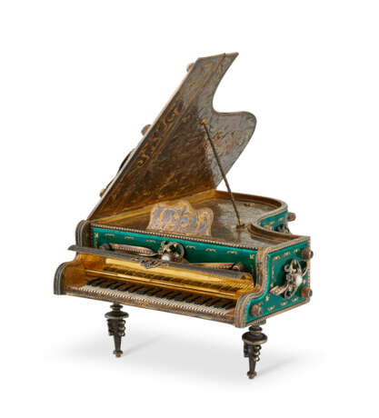 A CONTINENTAL SILVER-GILT, ENAMEL AND PEARL-SET PIANO-FORM MUSIC BOX - фото 2