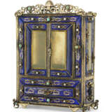 A CONTINENTAL SILVER-GILT AND ENAMEL MINIATURE ARMOIRE - фото 1