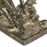 A LARGE FRENCH SILVERED-BRONZE FIGURAL GROUP OF STAG AND FAWN - photo 7
