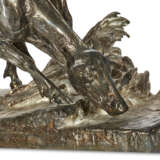 A LARGE FRENCH SILVERED-BRONZE FIGURAL GROUP OF STAG AND FAWN - фото 9