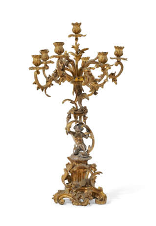 A SET OF FOUR NAPOLEON III GILT AND SILVERED-BRONZE SEVEN-LIGHT CANDELABRA - фото 3