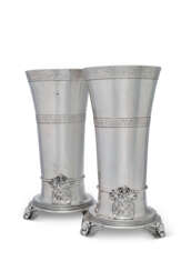 A PAIR OF LARGE CONTINENTAL SILVER 'HISTORISMUS' VASES