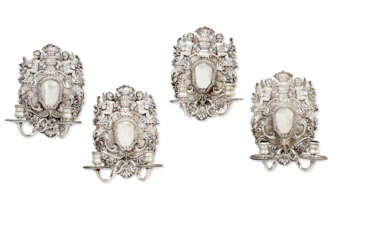 TWO MATCHING PAIRS OF EDWARD VII SILVER SCONCES