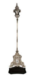 A PORTUGUESE SILVER AND SILVERED WOOD POLE LANTERN