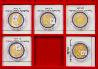 Kaiserreich/GOLD - 5 x 20 Goldmark auf Tableau, bestehend aus: