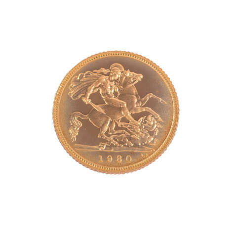 GB/Gold - 1/2 Sovereign 1980, vz-stgl from PP, minimal spotting, toning/staining, - Foto 2