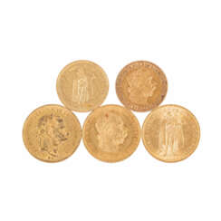 Set of 5 pieces Austria/Hungary /GOLD - Franz Josef I.