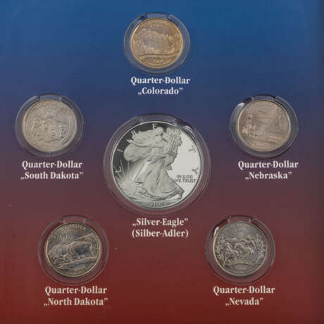 USA - Coin box with silver commemorative coins, - фото 2