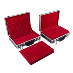 ACCESSORIES - 2 used aluminum cases including inserts and keys,