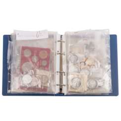 Colorful mixture coins and medals in album with SILVER -
