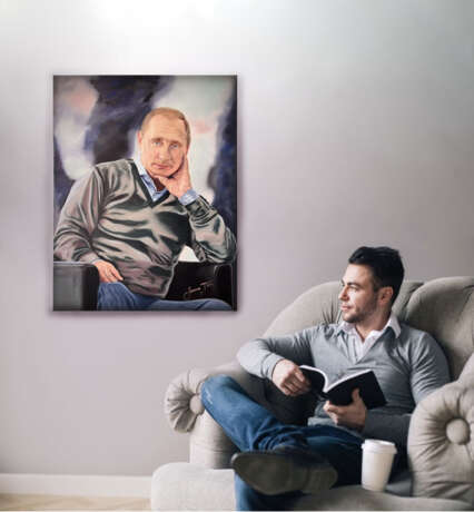 Президента России Владимира Путина Масло на холсте на подрамнике Oil paint изобразительное искусство Portrait Russia 2023 - photo 7