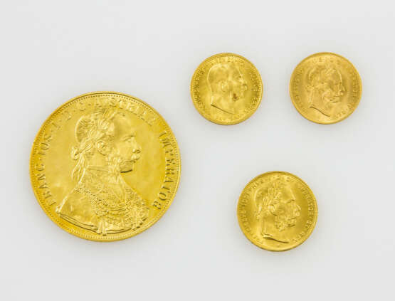Österreich/GOLD - Lot aus 4 Münzen, Gesamtfeingewicht ca. 25,5 g, - Foto 1