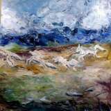 “Wild horses” Canvas Oil paint Expressionist Landscape painting 2018 - photo 1