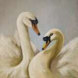 Swan idyll Peinture à l'huile Réalisme nature Biélorussie 2022 - photo 1