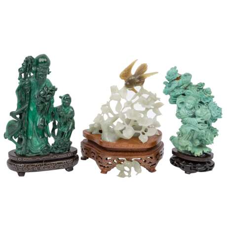3 gemstone carvings. CHINA, 20th c.: - Foto 1