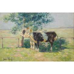 WÜRFFEL, HANS (1884-1974) "Cows in the penumbra".