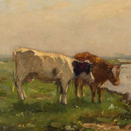 OVERKERK, T. (XIX) "Grazing cows on the river bank". - фото 4