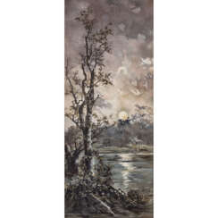 EICHLER, A. (XIX) "Riverbank by moonlight".