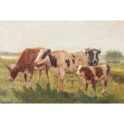VAN LOKHORST, JOHAN NICOLAAS (ATTRIBUIERT, 1837-c.1929) "Grazing Cows on a Sunny Day."