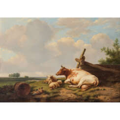 VERBOECKHOVEN, EUGÈNE (1798/99-1881) "Cattle resting by the fence" 1842