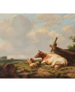 Эжен Жозеф Вербукховен. VERBOECKHOVEN, EUGÈNE (1798/99-1881) "Cattle resting by the fence" 1842