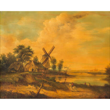 HOLLAND SCHOOL OF THE XIX CENTURY "Windmill on the riverbank". - photo 1