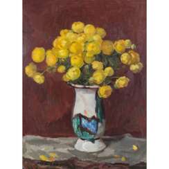 Painter of the XX century "Yellow ranunculus in a ceramic vase