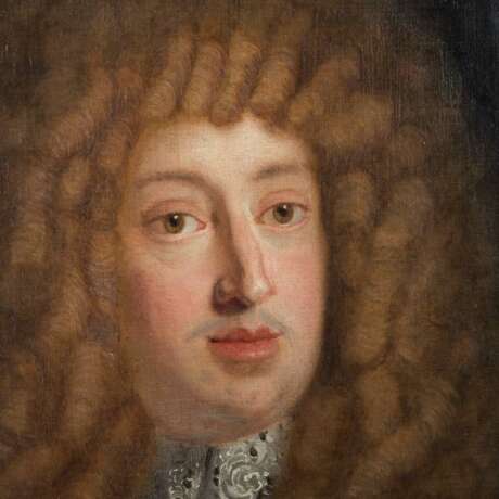 Painter 17th/18th century, "Portrait of a gentleman with reddish-brown curly wig and white lace collar", - photo 3