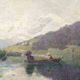 BÖSSENROTH, CARL (1863-1935), "Couple in a boat on a mountain lake", 1892, - фото 4
