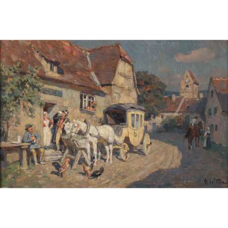 VELTEN, WILHELM (1847-1929), "Stagecoach in front of the inn", - Foto 1