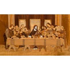 INTARSIA PICTURE "Last Supper", 20th c.,