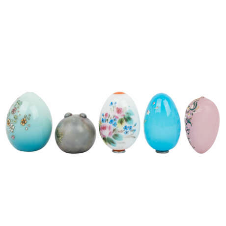 5-piece set of glass ornamental eggs, 19th/20th c. - Foto 2