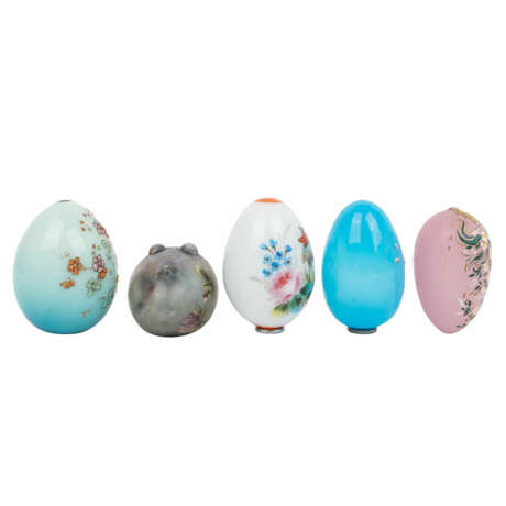 5-piece set of glass ornamental eggs, 19th/20th c. - Foto 4