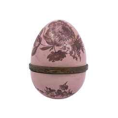 Porcelain lidded egg-shaped box, late 19th/early 20th c.