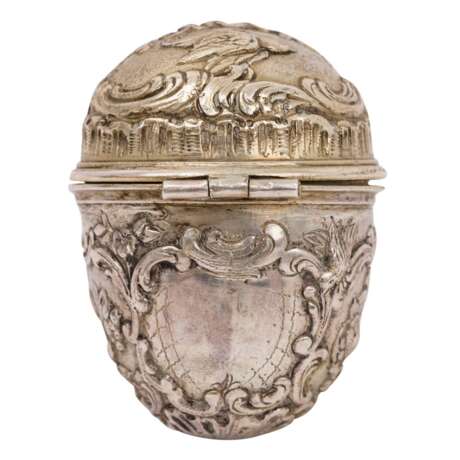 Probably HANAU, box in egg shape, 800 silver, around 1900. - фото 3
