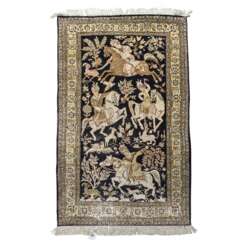 Oriental silk carpet. GHOM/PERSIA, 20th century, 133,5x82,5 cm.