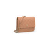 A CORAL QUILTED LAMBSKIN LEATHER SQUARE WALLET ON CHAIN WITH GOLD HARDWARE - photo 2