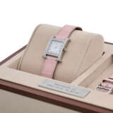 A PINK SAPPHIRE & DIAMOND SET MOTHER OF PEARL DIAL MINI HEURE H WATCH WITH MATTE ROSE PASTEL ALLIGATOR STRAP - photo 2