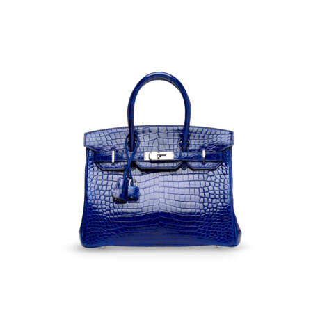 A SHINY BLEU SAPHIR POROSUS CROCODILE BIRKIN 30 WITH PALLADIUM HARDWARE - фото 1